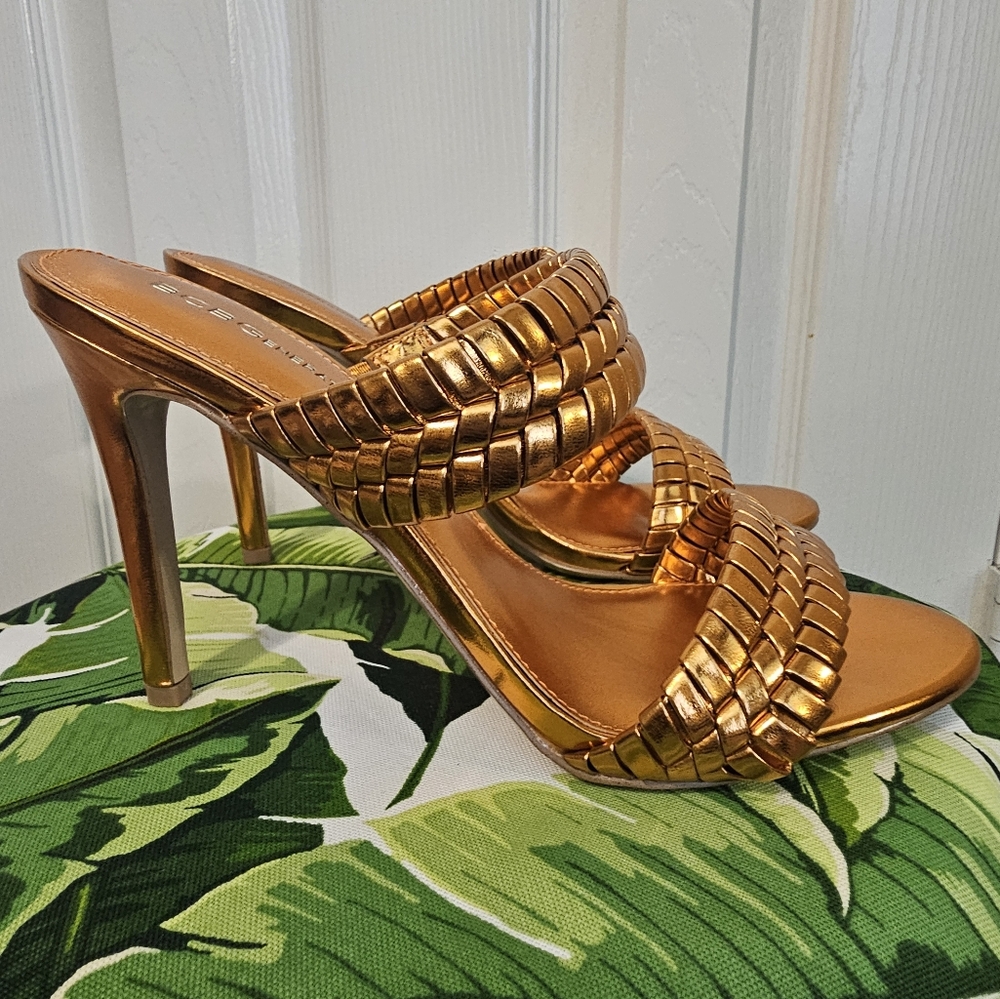 BCBG Metallic Tangerine Braided Sandals - Picture 4 of 9